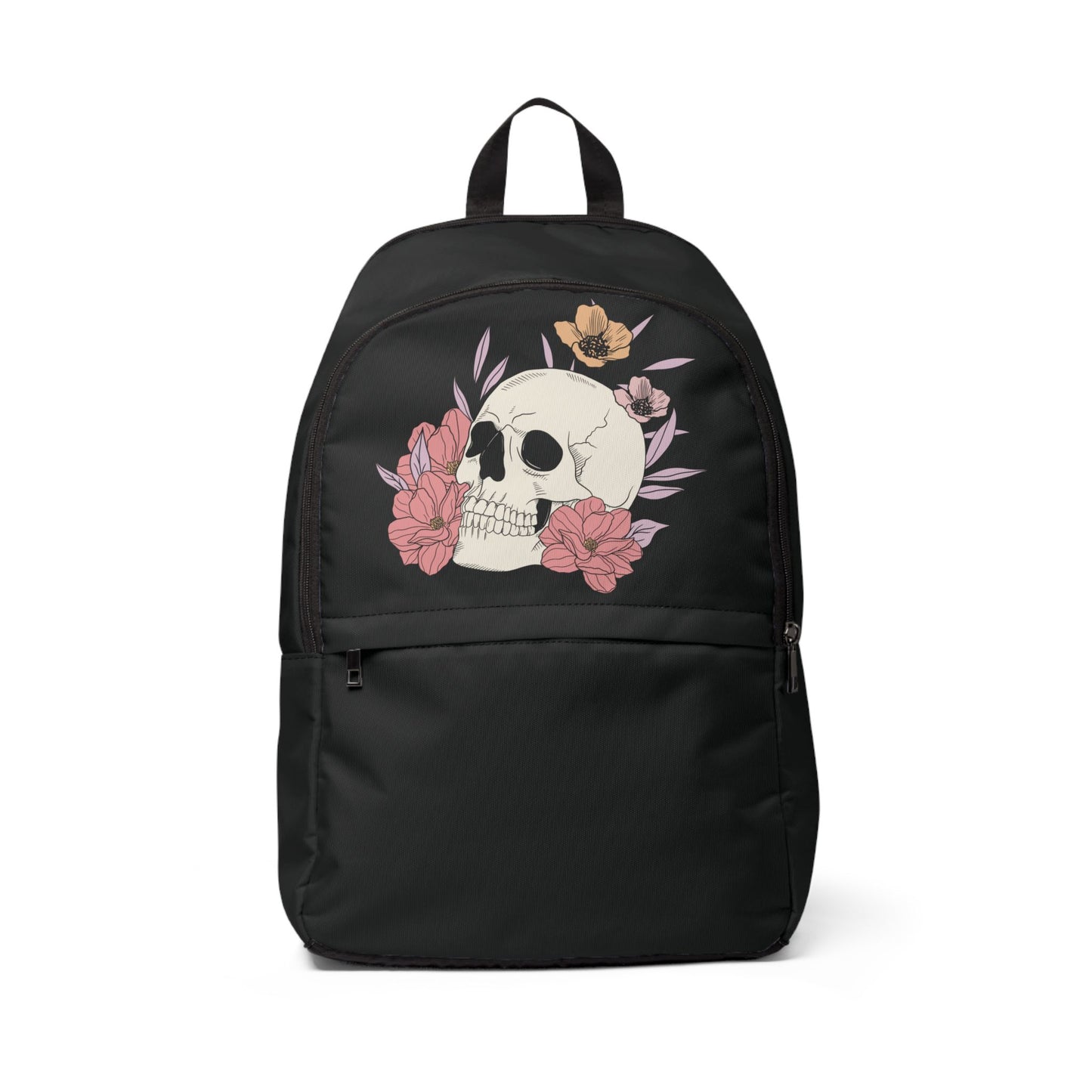 Skull and Flowers Unisex Waterproof Fabric Backpack